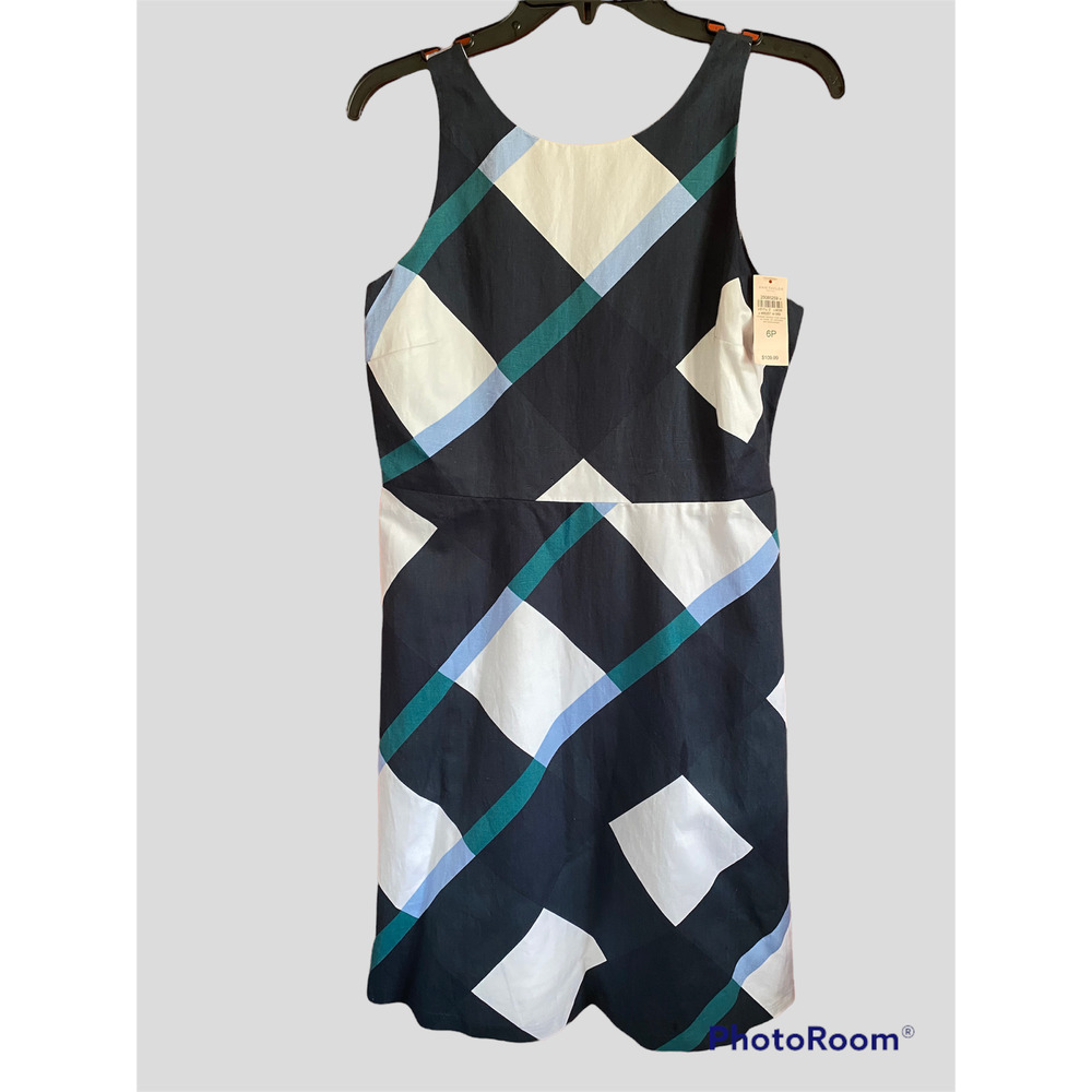 NWT Ann Taylor Factory Geometric Design Cotton/Linen Lined Dress (Size 6P) - Picture 2 of 8